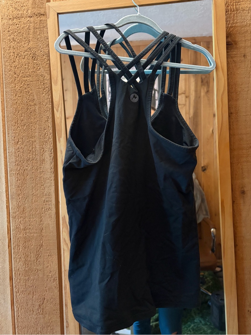 Black Strappy Marmot Athletic Tank with built in bra
